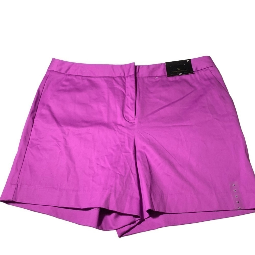 New Worthington Women’s Casual Shorts Size 14 Honolulu Purple Flat Front BNWT